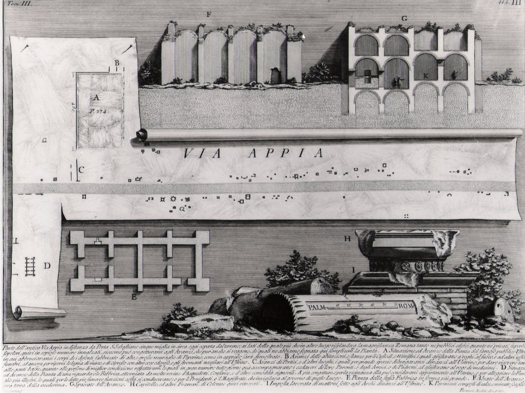 parte della via Appia antica (stampa, serie) di Piranesi Giovanni Battista (prim